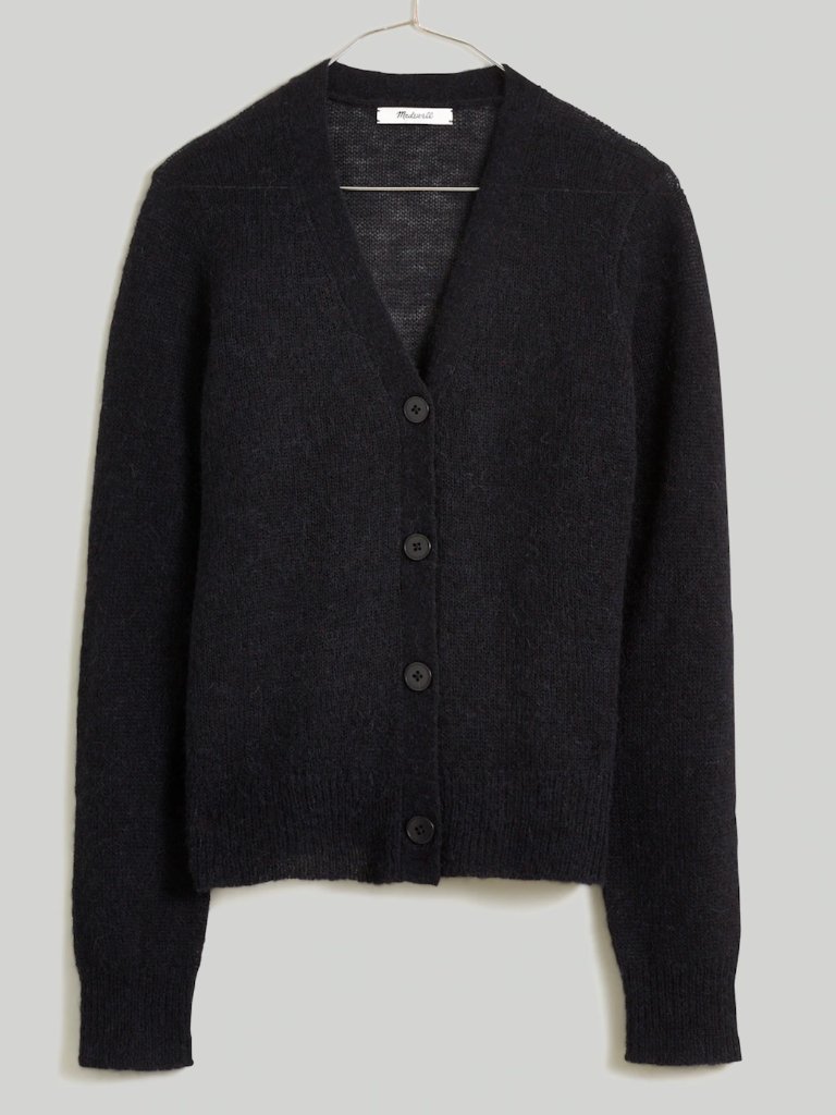 Madewell Women's Black Alpaca-Blend V-Neck Cardigan, Size M, Good Condition